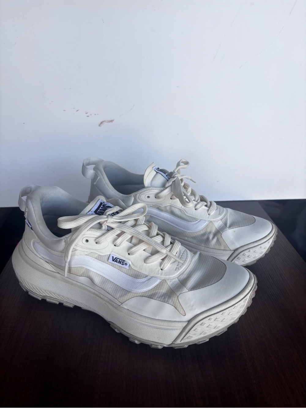 Vans Women Off-White/White Platform Lace-Up Sneakers